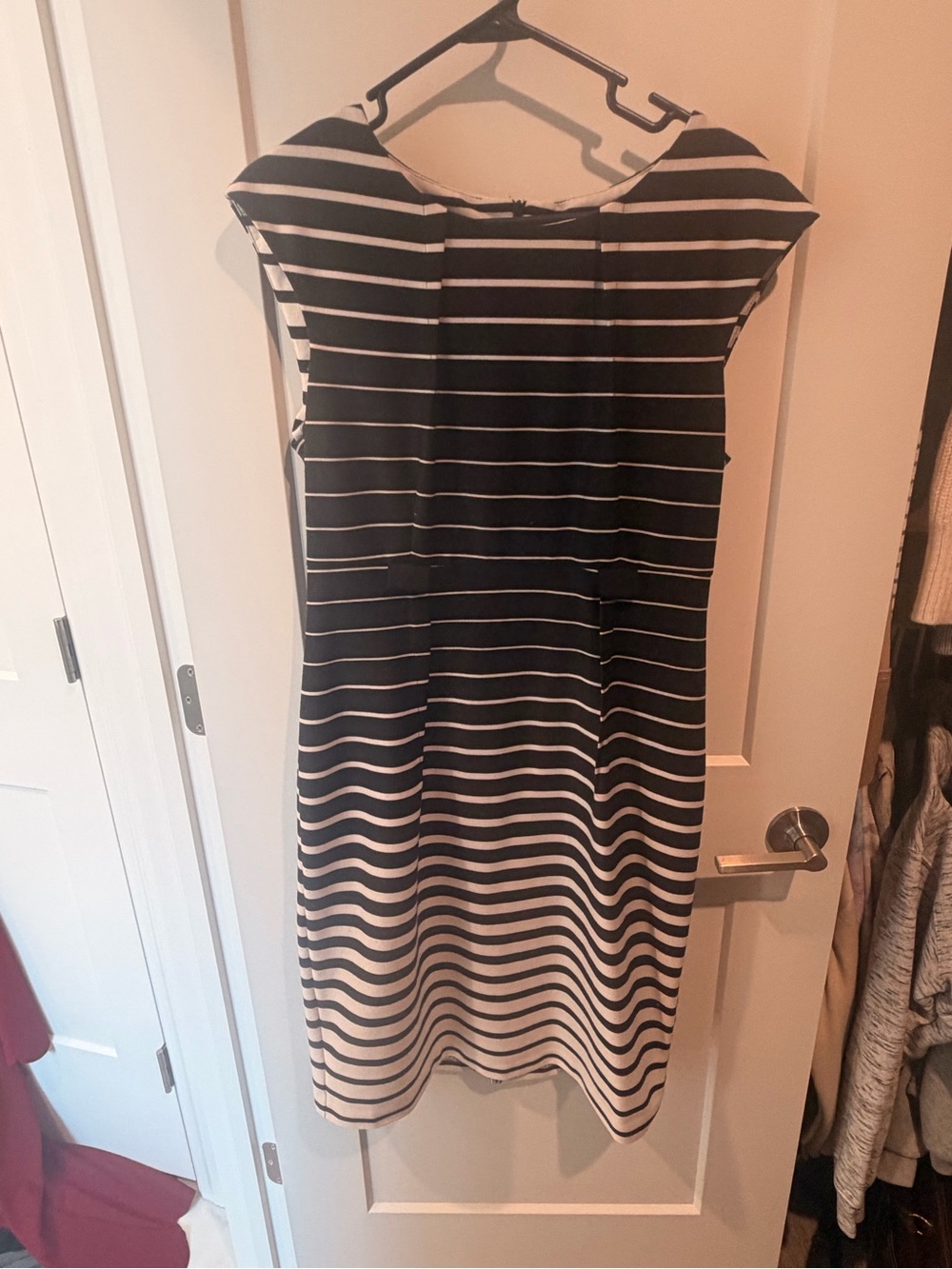 Striped Black and White Sheath Dress - Classic Women's Dress